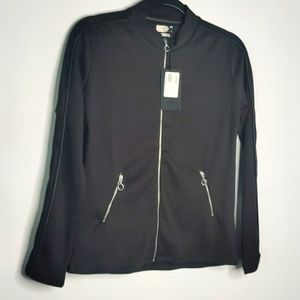 BLACK ZIP UP TRACK JACKET